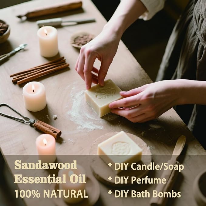 Sandalwood Fragrance Oil-Sandalwood Essential Oil 16.33oz (490ml)-100% Pure Natural Scent for Diffusers, Candles, Soap Making & Aromatherapy-Relaxing Home & Gift Essential Oil for Bath, Massage