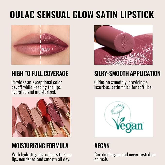 Oulac Nude Lipsticks for Women, Peach Matte Lip Stick, Full Coverage Lip Color, Satin Matte Finish, Cream Texture, Hydrating, Infused with Hyaluronic Acid, Vegan & Clean Beauty 4g SG02 Bodylicious
