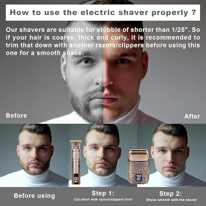 Ufree Foil Shavers Electric Razor for Men, Beard Trimmer Grooming Shaving Kit, Hair Trimmer, Cordless Head Shavers for Bald Men Barber Clippers, Birthday Gifts for Him