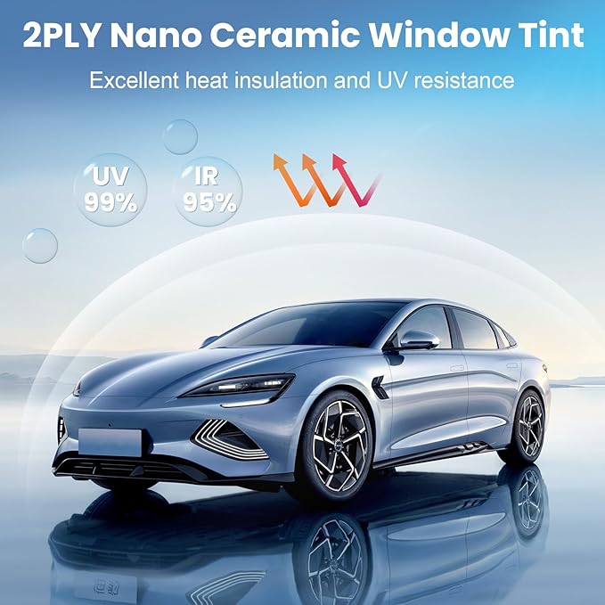 Car Window Tint 35% VLT 24" in x 100'Ft Nano Ceramic Window Tint Roll, 2 Ply Automotive Window Tint Privacy Film for Car Sun Protection, UV & Heat Blocking and Scratch Resistant