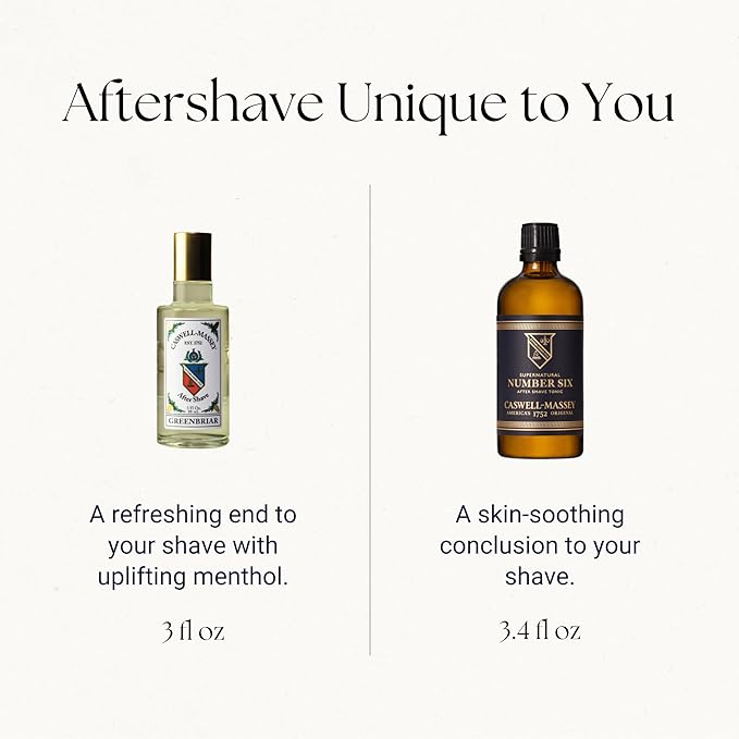 Caswell-Massey Greenbriar Gold Cap After Shave, Soothing Aftershave with Petitgrain, Mandarin & Sage, 3 Fl Oz