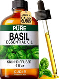 KUKKA Basil Essential Oils - 4 Fl Oz - for Hair, Skin, Diffuser, Aromatherapy & DIY Soap Making Scent