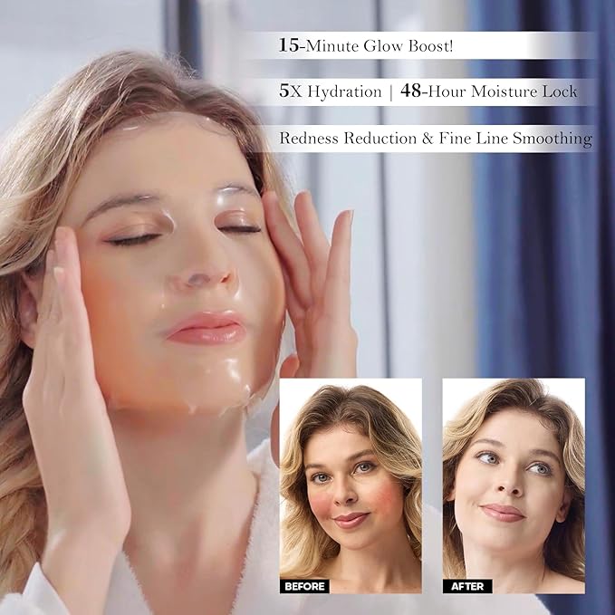 Bioactive Collagen Revitalizing Facial Mask for Women & Men Skin Care SPA,1+1 Packs Separated Essence and Powder Membrane, Moisturizing,Soothing,Repair,Firming, Anti-Aging (1 pair)