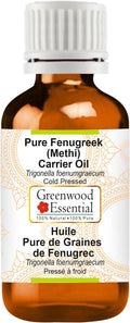 Greenwood Essential Fenugreek (Methi) Oil (Trigonella foenumgraecum) | Cold Pressed | Natural | Undiluted | For Diluting Essential Oils | For Hair, Skin & Massage | Men & Women | 30ml (1 oz)
