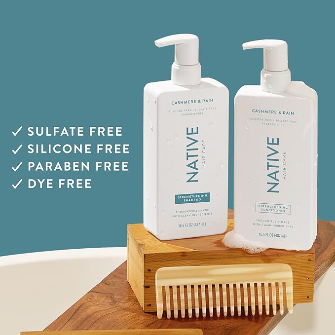 Native Cashmere & Rain Shampoo and Conditioner Contain Naturally Derived Ingredients | All Hair Types, Color & Treated, Fine to Dry Damaged, Sulfate & Dye Free - 2-Pack