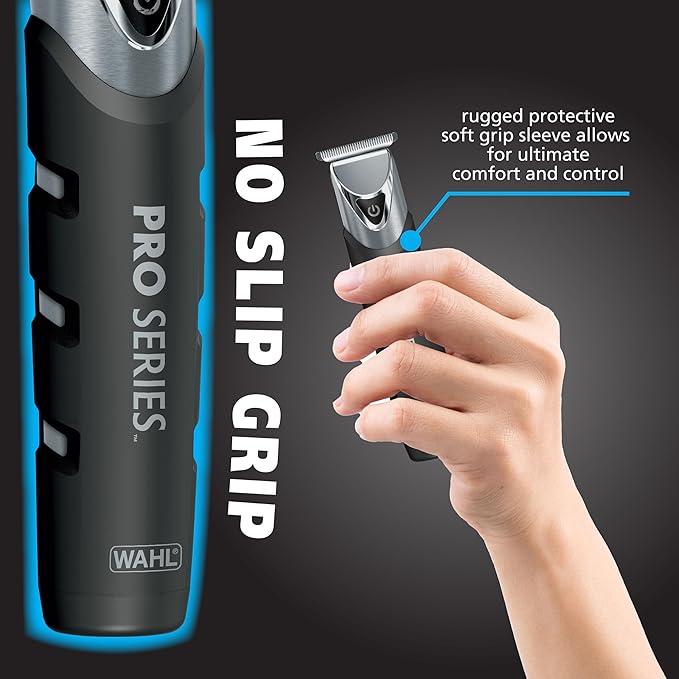 Wahl USA Pro Series Forever BladeTM Stainless Steel Cordless Rechargeable Beard Trimmer for Men with No Slip Grip & USB Charge – Model 3026017