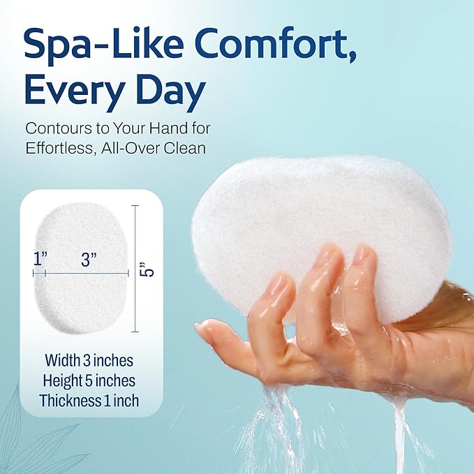 HartFelt Bath Sponges for Shower | Oval Body Wash Scrubber for Exfoliating Skin | Clean and Refresh Body, Back & Arms | Chemical-Free Body Sponge | Made in USA - Pack of 6