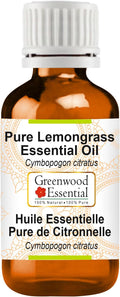 Greenwood Essential Pure Lemongrass Essential Oil (Cymbopogon citratus) Steam Distilled 10ml (0.33 oz)
