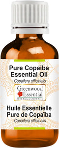Greenwood Essential Copaiba Essential Oil (Copaifera officinalis) Pure | Non-Sticky | Non-Greasy | Lightweight | Men & Women | All Skin Types | Steam Distilled 15ml (0.50 oz)