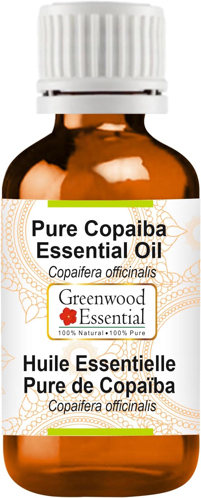 Greenwood Essential Copaiba Essential Oil (Copaifera officinalis) Pure | Non-Sticky | Non-Greasy | Lightweight | Men & Women | All Skin Types | Steam Distilled 15ml (0.50 oz)