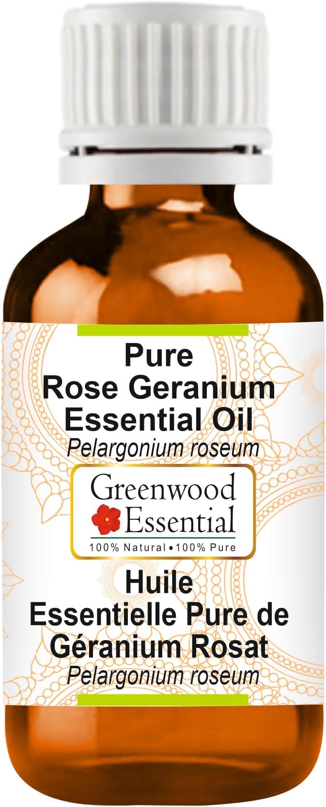 Greenwood Essential Pure Rose Geranium Essential Oil (Pelargonium roseum) Steam Distilled 100ml (3.38 oz)