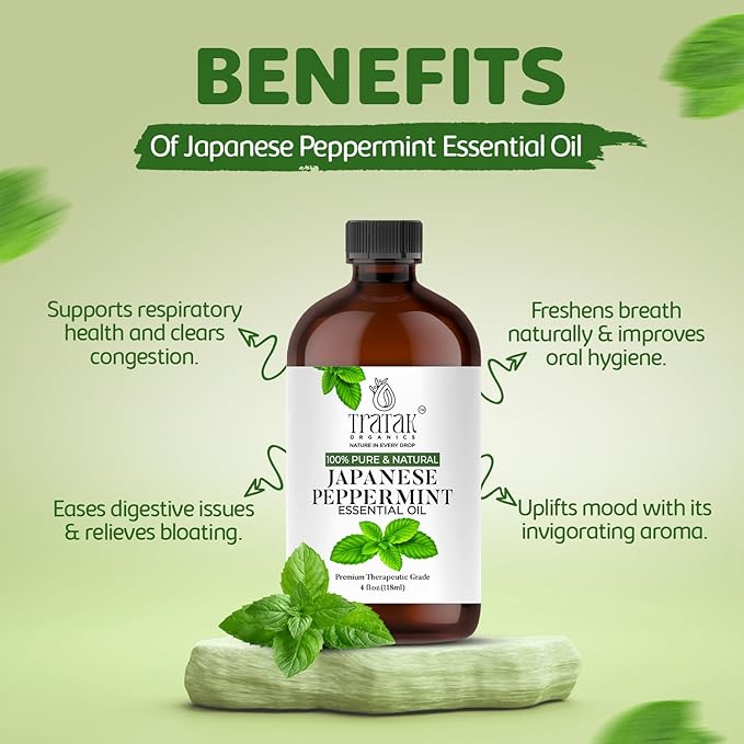 Peppermint Essential Oil 4 Fl Oz - 100% Pure and Natural Oil with Premium Glass Dropper, Premium Therapeutic Grade Essential Oil for Diffuser, Cleaning, Hair Care and Aromatherapy