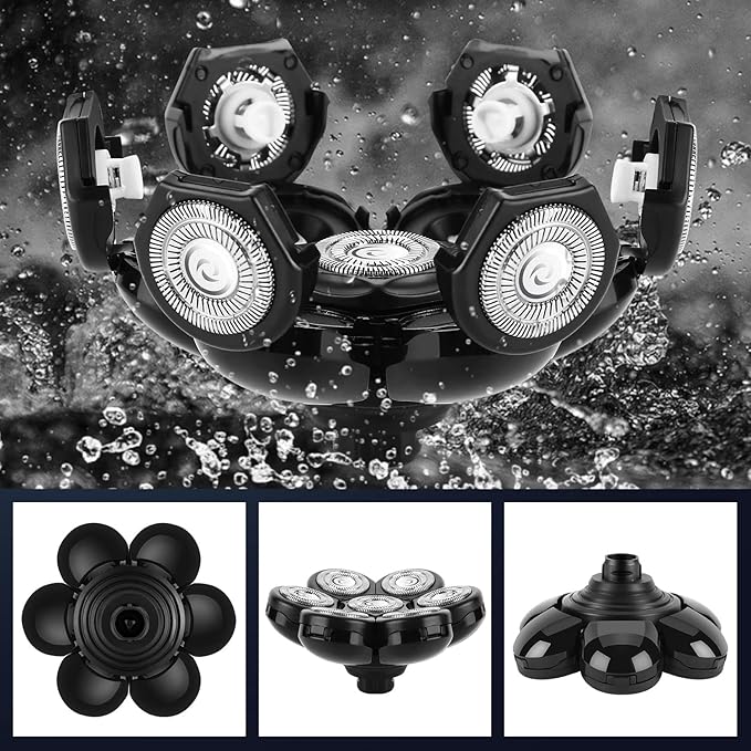 6 Blade Replacement Heads,Bald Shaver Replacement Heads Rotary Shaver for Bald Men Replacement Blade Beard Universal Fast Double Ring Hair Trimmer for 5 6 7 Head Electric Shaver