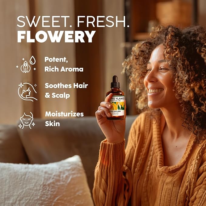 KUKKA Ylang-Ylang Essential Oils - 4 Fl Oz - for Hair, Skin, Diffuser, Aromatherapy & DIY Soap Making Scent