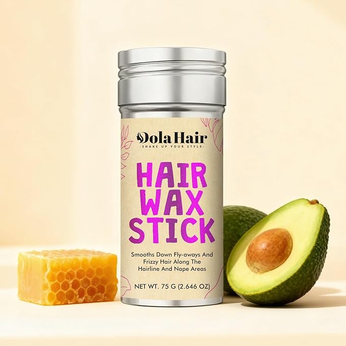 Dolahair Hair Wax Stick - Flyaway Control and Styling Pomade for Kids, Women, and Men - Accessorie Slick Back Hair Brush Kit Hair Bun Maker 20 Pcs Hair Ties (Pack of 3)