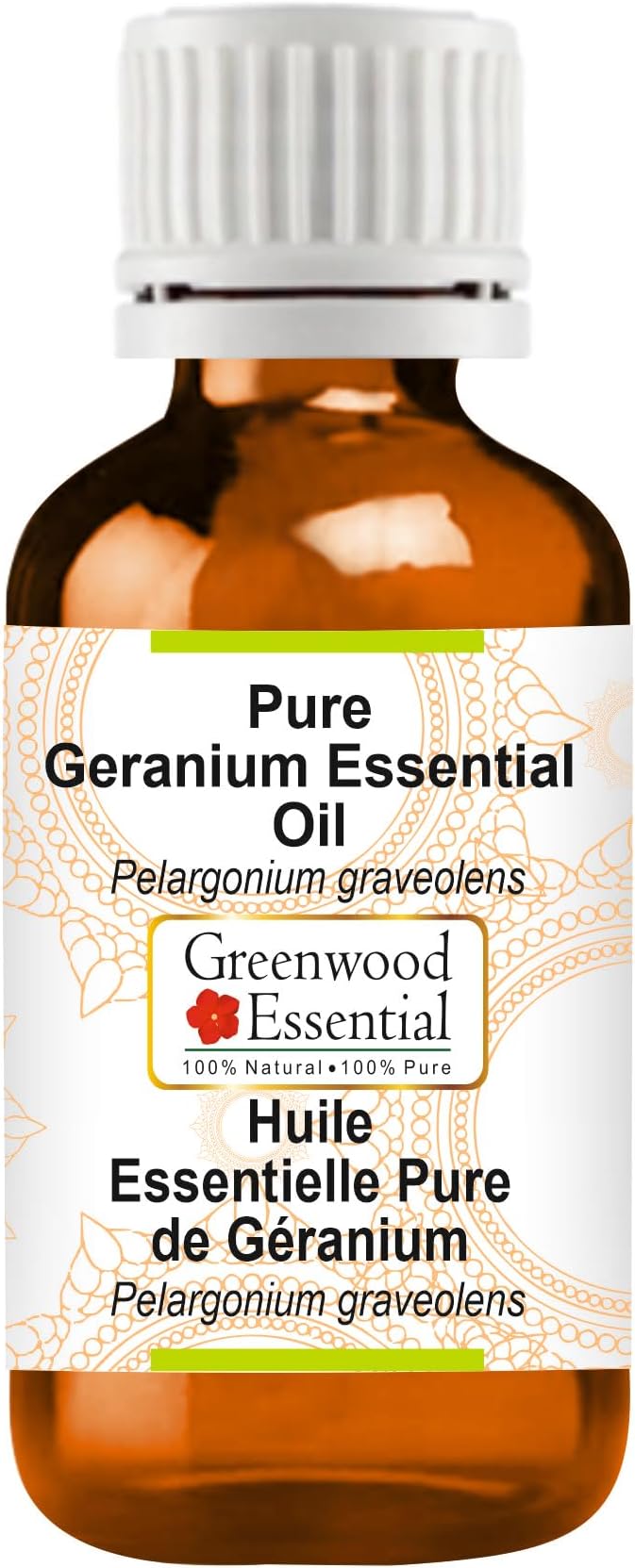 Greenwood Essential Pure Geranium Essential Oil (Pelargonium graveolens Steam Distilled 30ml (1.01 oz)