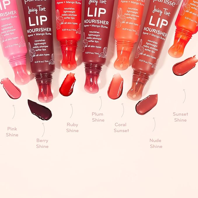 pürlisse Juicy Tint Moisturizing Tinted Lip Balm for Women - Hydrating Lip Treatment for Dry Cracked Lips - Enriched with Shea Butter & Jojoba Oil for Plumper Soft Lips - Coral Shine (.38 oz)