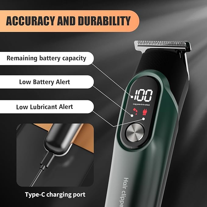 RUIBO Hair Clippers for Men Professional 5 in 1 Cord/Cordless Beard Nose Ear Body Grooming Hair Clipper Trimmer with Smart Charge Technology (Gray)