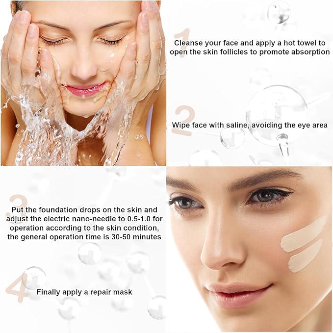 TRESSON BB Facial Glow Serum Starter Kit Hyaluronic Acid Essence Foundation Skin Care Kit 0.27oz 12 Vials, Combined With Niacinamide and Peptides To Skin Tone Anti-Aging Foundation Light Rose