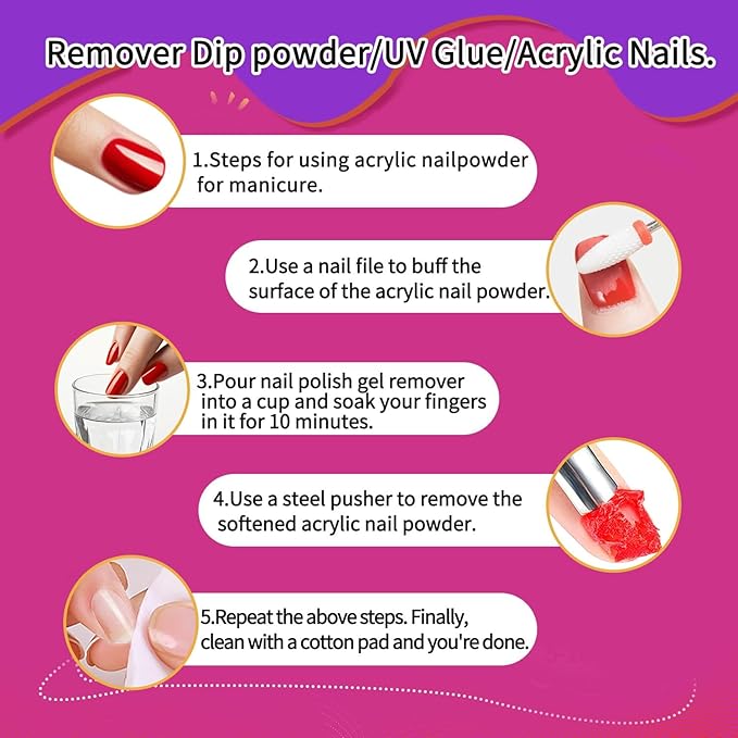 Nail Polish Remover 8Fl.Oz Nail Polish Remover Kit Polish Remover for Nails Glue Artificial Nails,Glitter Polish,Hard Builder gel,dip powder,poly gel,acrylic powder Remove