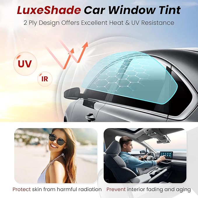 Car Window Tint, 2 PLY 5% VLT Premium Carbon HD Window Roll for Car, Home 36" in x 100'Ft Automotive Car Tint Privacy Film with Strength Adhesive, Blocks UV/IR Rays, Reduce Heat & Glare