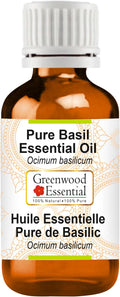 Greenwood Essential Pure Basil Essential Oil (Ocimum basilicum) Steam Distilled 10ml (0.33 oz)
