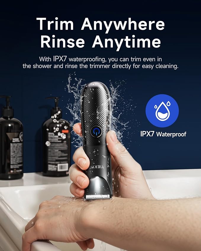 Manscape Trimmer for Men - No Nicks Electric Razor-Shaver for Balls/Pubic/Groin/Legs/Chest Hair Removal w/Light & Ceramic Blade, IPX7 Waterproof Body Groomer USB-C Charging, Gifts for Him Dad