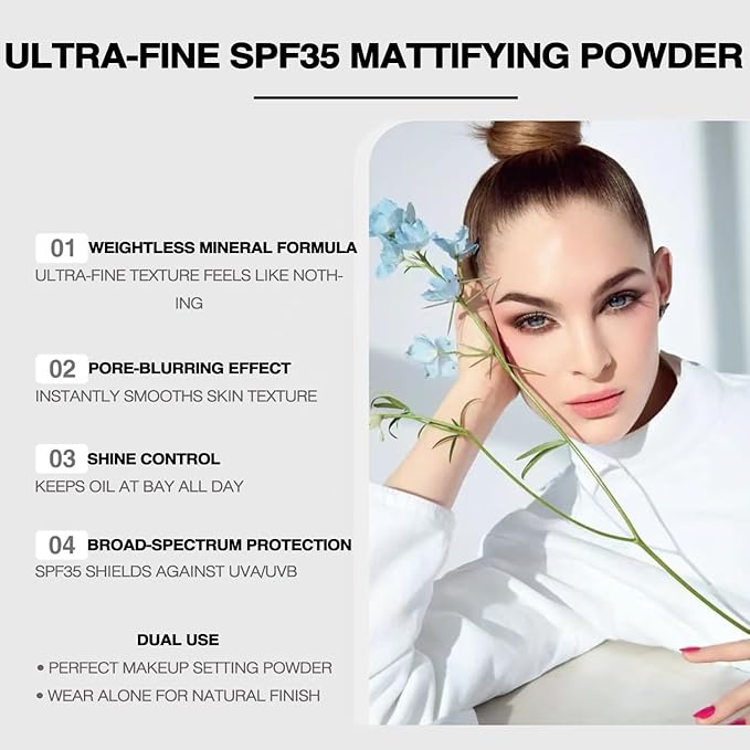 Mineral Powder Foundation, SPF 35, Sunscreen Lightweight Loose Powder, Hydrating Fair Neutral Coverage, Natural Finish Base Makeup (Solar Linen)