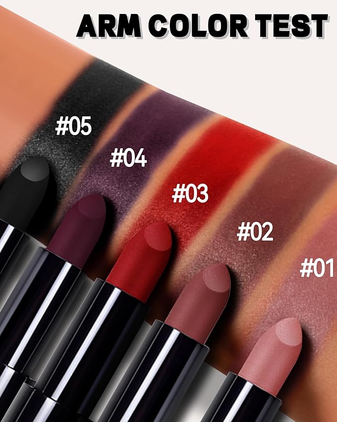 Dark Purple Lipstick Long Lasting for Women, Hydrating Matte Velvet Lip Gloss Nude Liquid Lipstick Intense Lip Color Non Stick Smudge-Proof & Waterproof Lipgloss Bold Glow Goth Lip Stick Makeup-04