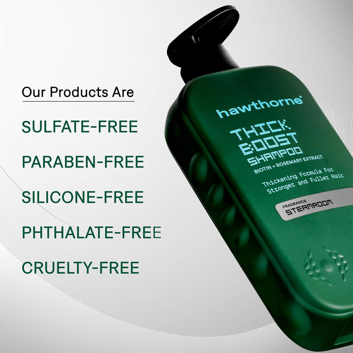 Hawthorne Thick Boost Shampoo for Thinning Hair. Fight Hair Loss With Biotin, Rice Protein & Vitamin E Thickening Formula. Eucalyptus Mint Scent. Sulfate Free Mens All Natural Shampoo. 16 fl oz 2-Pack