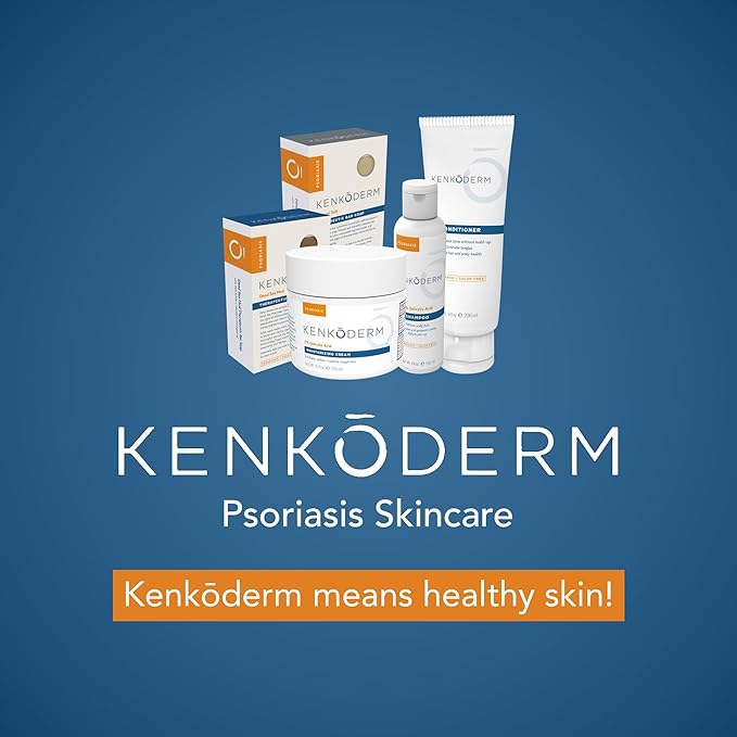Kenkoderm Psoriasis Conditioner for Sensitive Hair & Skin with 3 Percent Salicylic Acid, Anti-Dandruff Deep Moisturizer for Itchy or Dry Scalp Relief, Color & Fragrance Free, 4 8-Ounce Tubes