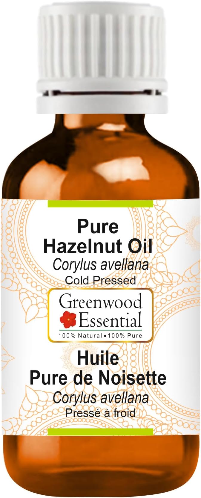 Greenwood Essential Hazelnut Oil (Corylus avellana) | Cold Pressed | Natural | Undiluted | For Diluting Essential Oils | For Skin & Massage | Men & Women | 30ml (1 oz)