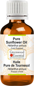 Greenwood Essential Pure Sunflower Oil (Helianthus annuus) Cold Pressed 100ml (3.38 oz)