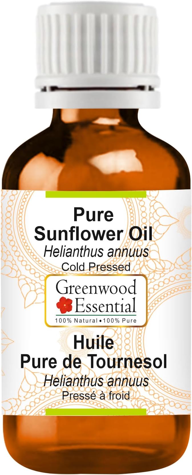 Greenwood Essential Pure Sunflower Oil (Helianthus annuus) Cold Pressed 100ml (3.38 oz)