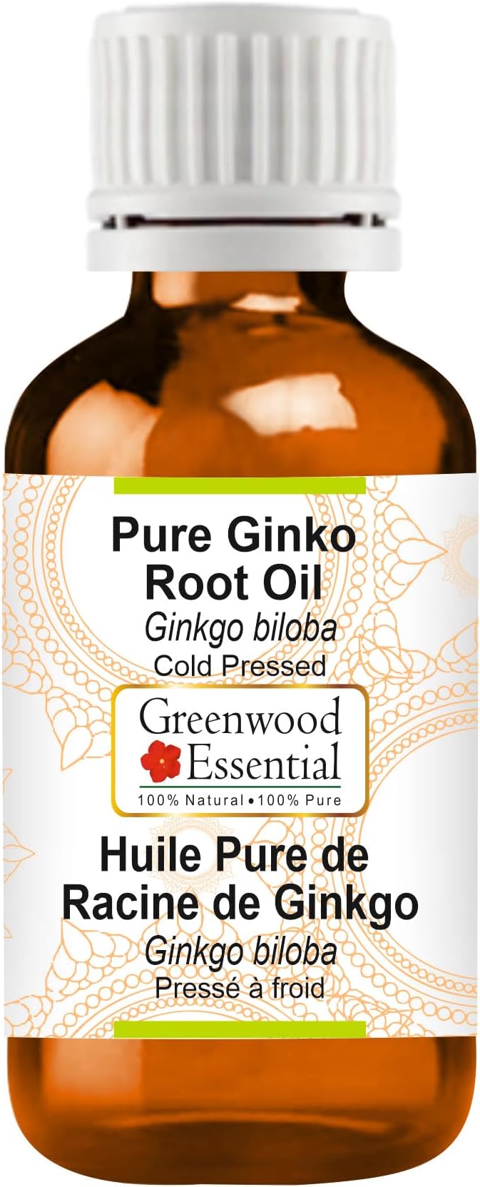 Greenwood Essential Pure Ginko Root Oil (Ginkgo biloba) Natural Therapeutic Grade Cold Pressed 50ml (1.69 oz)