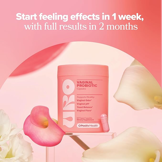 O Positiv URO Vaginal Probiotics for Women pH Balance with Prebiotics & Lactobacillus – Vaginal Health Supplement – Promote Healthy Vaginal Odor & Flora, 60 Count (Pack of 1), 1 Month Supply