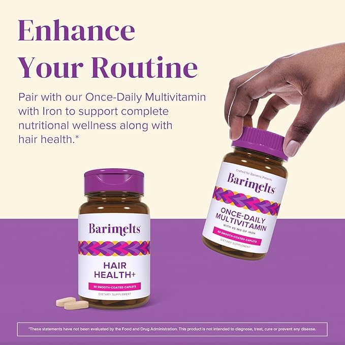 Barimelts Hair Health+ – Helps Reduce Hair Thinning for GLP-1 Users or Bariatric Patients – Hair Growth Supplement with Clinically Studied AnaGain™ Nu and Keratin – 1-Month Supply