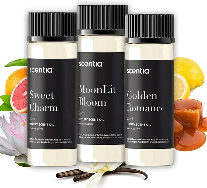 Love Collection Fragrance Oil Set – Essential Oil Blends for Diffusers, Candles & Soaps – Jasmine, Rose, Citrus, Amber & Musk – Made in USA, Phthalate-Free – Holiday Gift Set 3×20ml (2.03 fl oz)