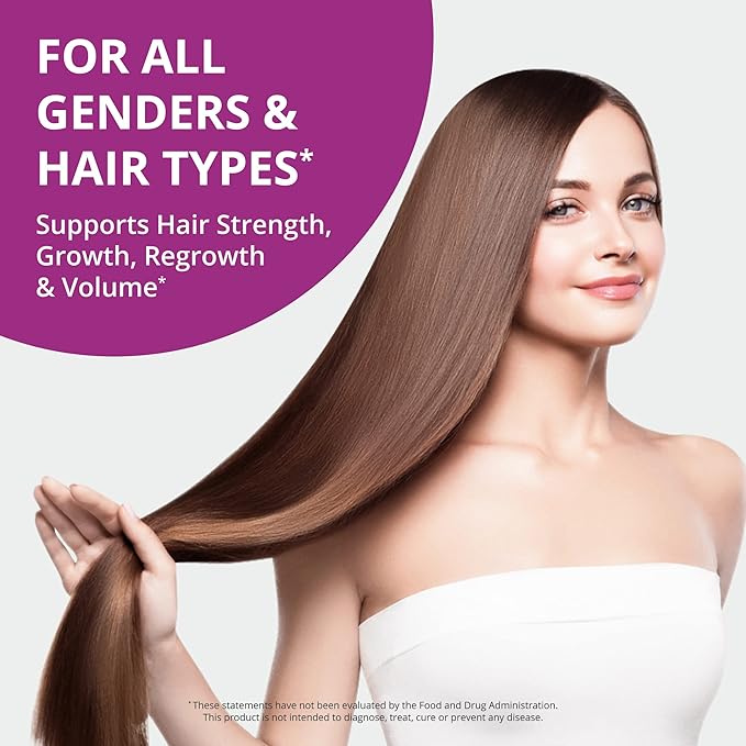 NuBest Hair Xtra - Hair Growth Vitamin for Faster Hair Growth | Natural Hair Thickening with Biotin, Zinc, MSM, B Vitamins, Choline - Hair Supplement, Hair Regrowth | 2 Months Supply