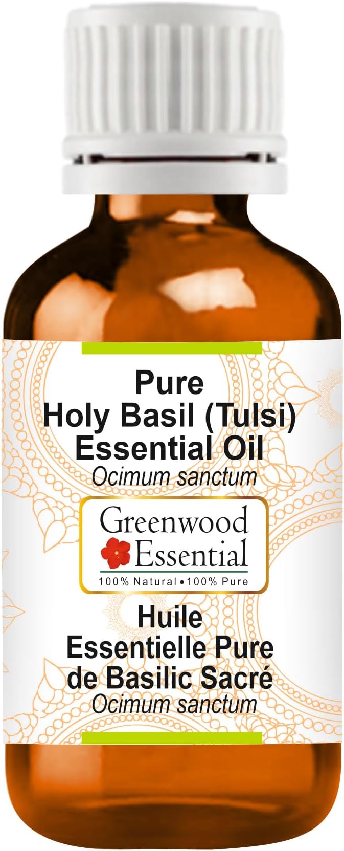 Greenwood Essential Pure Holy Basil Essential Oil (Ocimum Sanctum) Steam Distilled 100ml (3.38 oz)