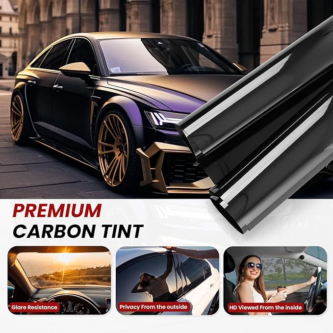 Car Window Tint, 2 PLY 5% VLT Premium Carbon HD Window Roll for Car, Home 36" in x 100'Ft Automotive Car Tint Privacy Film with Strength Adhesive, Blocks UV/IR Rays, Reduce Heat & Glare