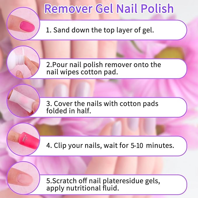 Nail Polish Remover Kit Nail Polish Remover & Slip Solution Polish Remover for Nails Slip Solution for Poly Gel Nails with Glass Cup Nail Cleaning pads