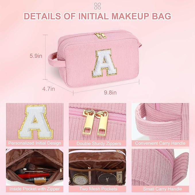 YOOLIFE Cute Makeup Bag - Girls Make Up Bag Cosmetic Bag Teen Girl Gifts Trendy Stuff Gifts for Women Teen Girl Preppy Stuff Skincare Bag Mom Wife Teacher Daughter Sister Birthday Gifts for Her H