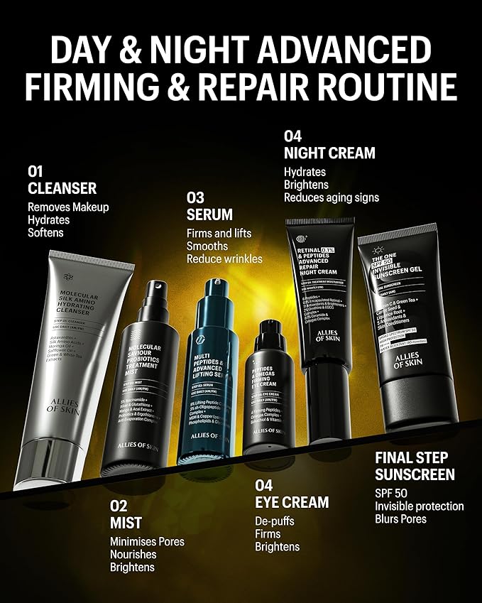 Allies of Skin Retinal 0.1% Peptides Repair Night Cream with 0.1% Encapsulated Retinal, 6 Peptides, 2% Ornithine & EGCG Complex, 8.7% Ceramides & Omegas Complex