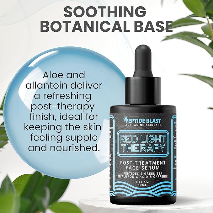 Red Light Therapy Post-Treatment Serum by Peptide Blast – Amplifies & Extends Results with Marine Extract, Sodium Polyglutamate & Hyaluronic Acid – 1 fl oz