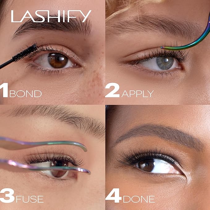 Lashify Fluffy 16mm Gossamer DIY Eyelash Extensions Refill, the First Ever Dual-Fibered Lash that Features Both Thin and Thick Fibers, Black, Easy False Lashes