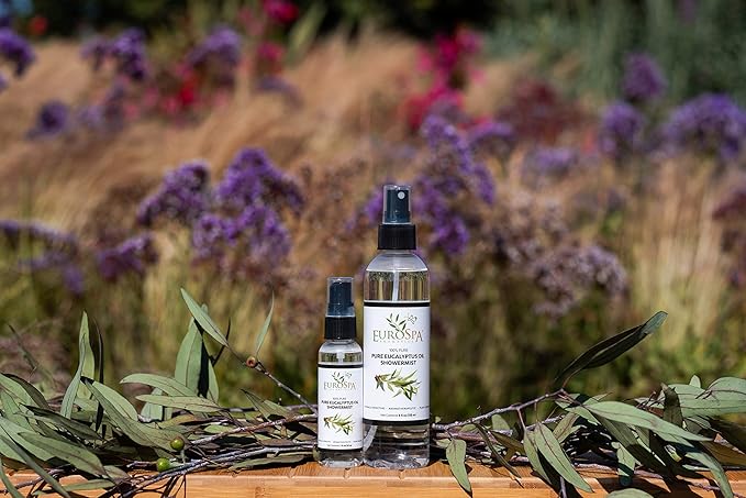 EuroSpa Aromatics Pure Eucalyptus Oil ShowerMist and Steam Room Spray, All-Natural Premium Aromatherapy Essential Oils - Pure Eucalyptus, 8oz
