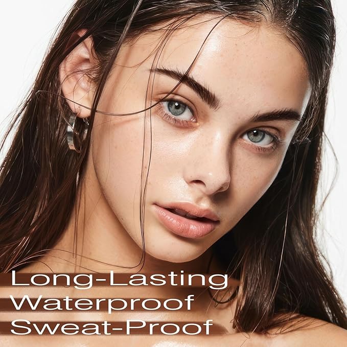 Eyebrow Stamp Stencil Kit - Eyebrow Powder with Brush Long-Lasting & Waterproof Brow Shaping Kit with 24 Reusable Thin & Thick Eyebrow Stencils for Natural Eyebrow Color (Light Brown)