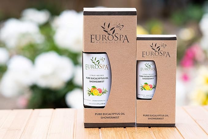 EuroSpa Aromatics Pure Eucalyptus Oil ShowerMist and Steam Room Spray, All-Natural Premium Aromatherapy Essential Oils - Citrus Infused, 8oz