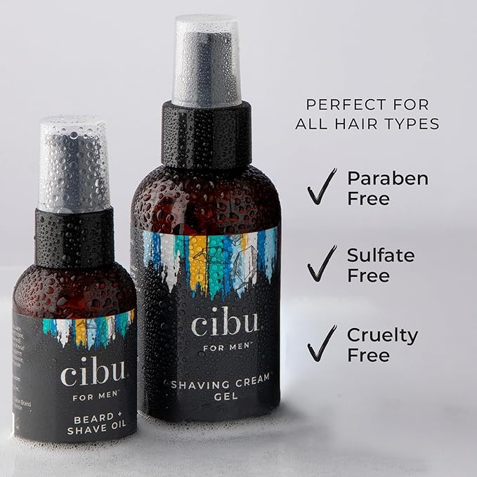 CIBU for Men Beard + Shave Oil - 2oz Pre-Shave Beard Oil for Men - Softens Beard, Relieves Itching, Moisturizes Skin, and Reduces Redness